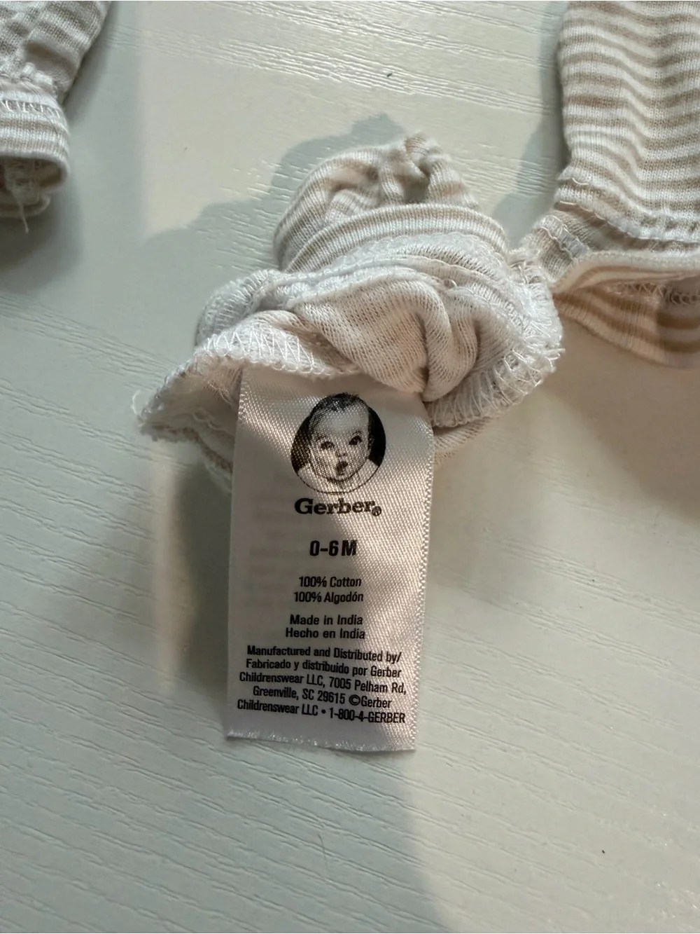 Gerber 3-Pack Baby Mittens - Beige Stripes